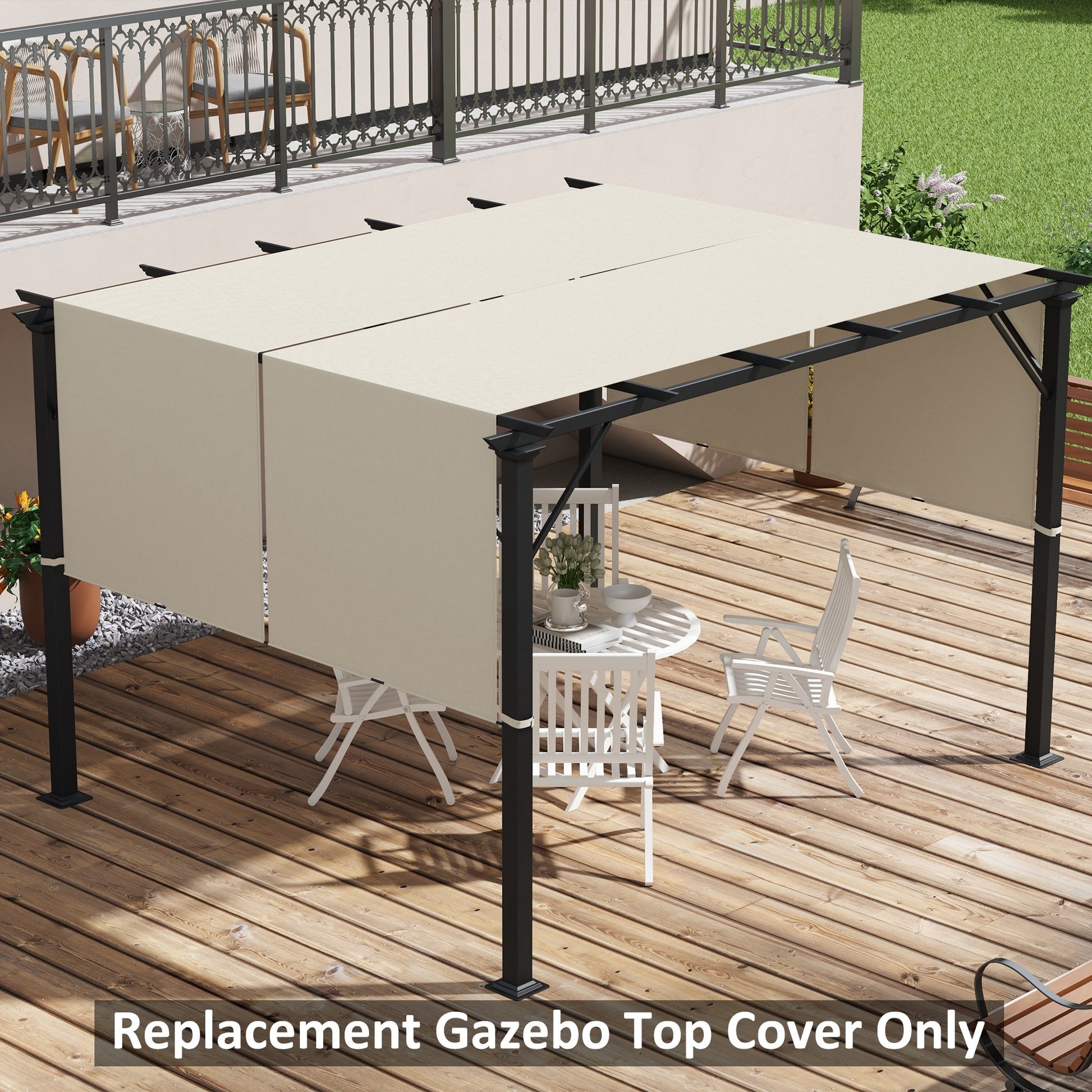 Outsunny 2 Pcs 4 X 18Ft Pergola Canopy Replacement, Uv Protection Pergola Shade Cover, Easy To Install For 10 X 11.8Ft Pergola, Khaki Brown Polyester