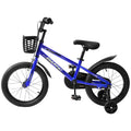 C14111A Kids Bike 14 Inch For Boys & Girls With Training Wheels, Freestyle Kids' Bicycle With Bell,Basket And Fender. Blue Steel