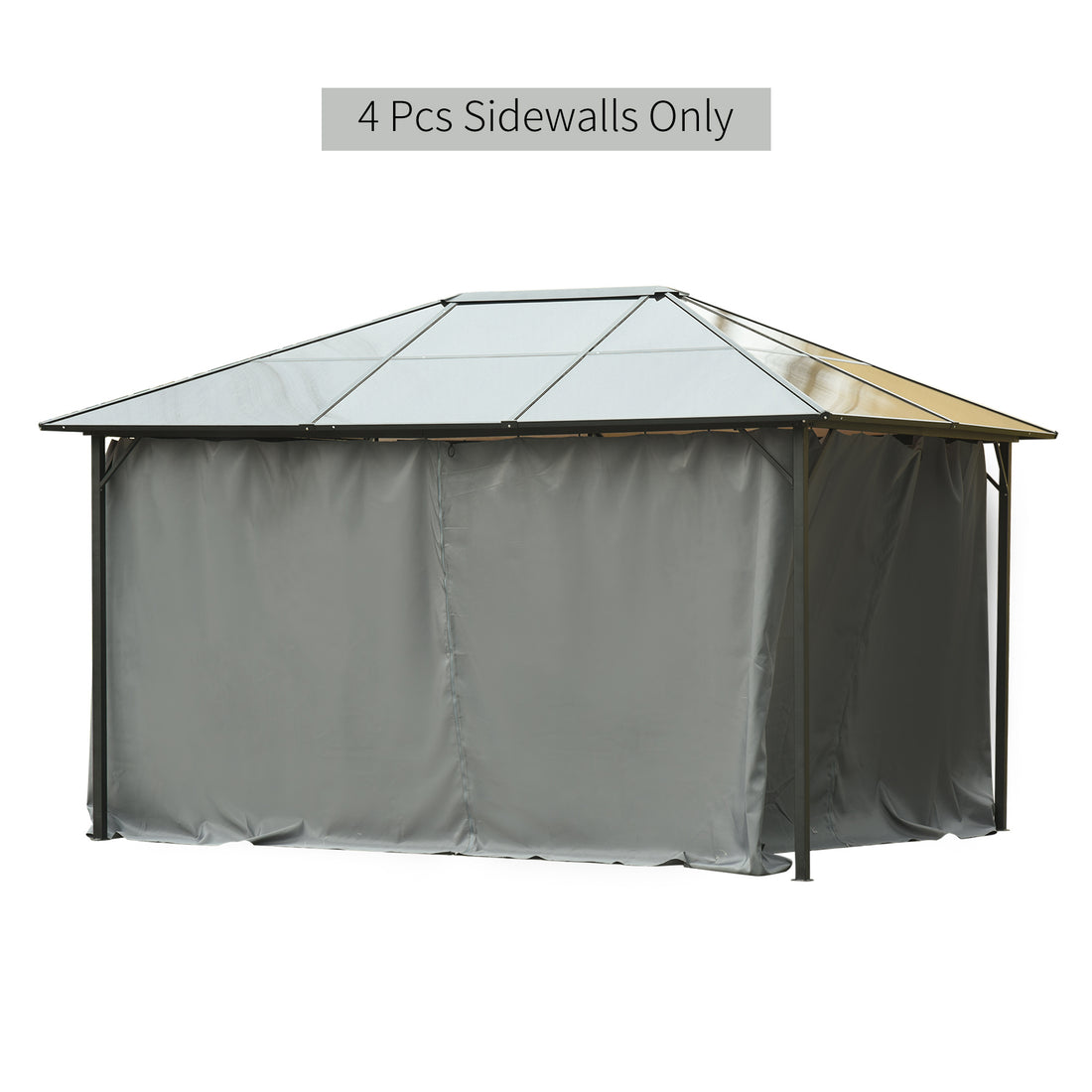 Outsunny 10' X 12' Universal Gazebo Sidewall Set With Panels, Hooks And C Rings Included For Pergolas And Cabanas, Gray Dark Gray Polyester