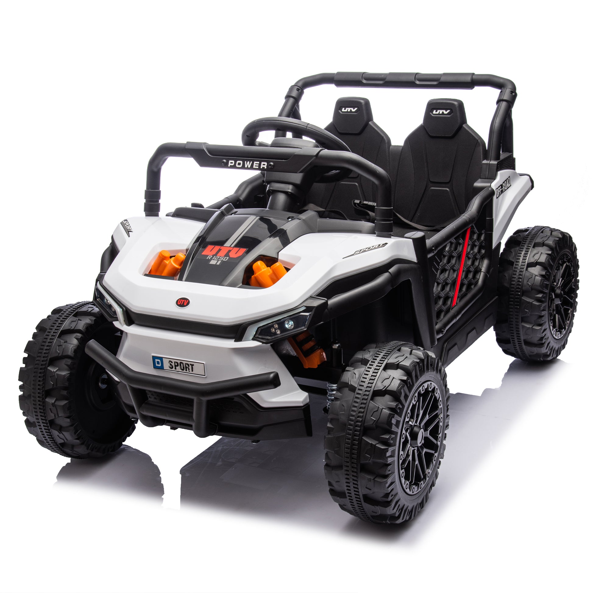 24V Kids Ride On Utv,Electric Toy For Kids W Parents Remote Control,Four Wheel Suspension,Low Start,Adjustable Speed,Multimedia Player,Early Education,Bluetooth,Rear Storage Space For Kids Aged 3 . White 50 99 Lbs Polypropylene