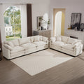 Modern Fabric Living Room Set Of 2 Sofas With One 2 Seat Sofa And One 3 Seat Sofa, Upholstery Large Deep Seat 2 Seatr And 3 Seater Sofa Set, Light Beige Corduroy Fabric Beige Corduroy 5 Seat