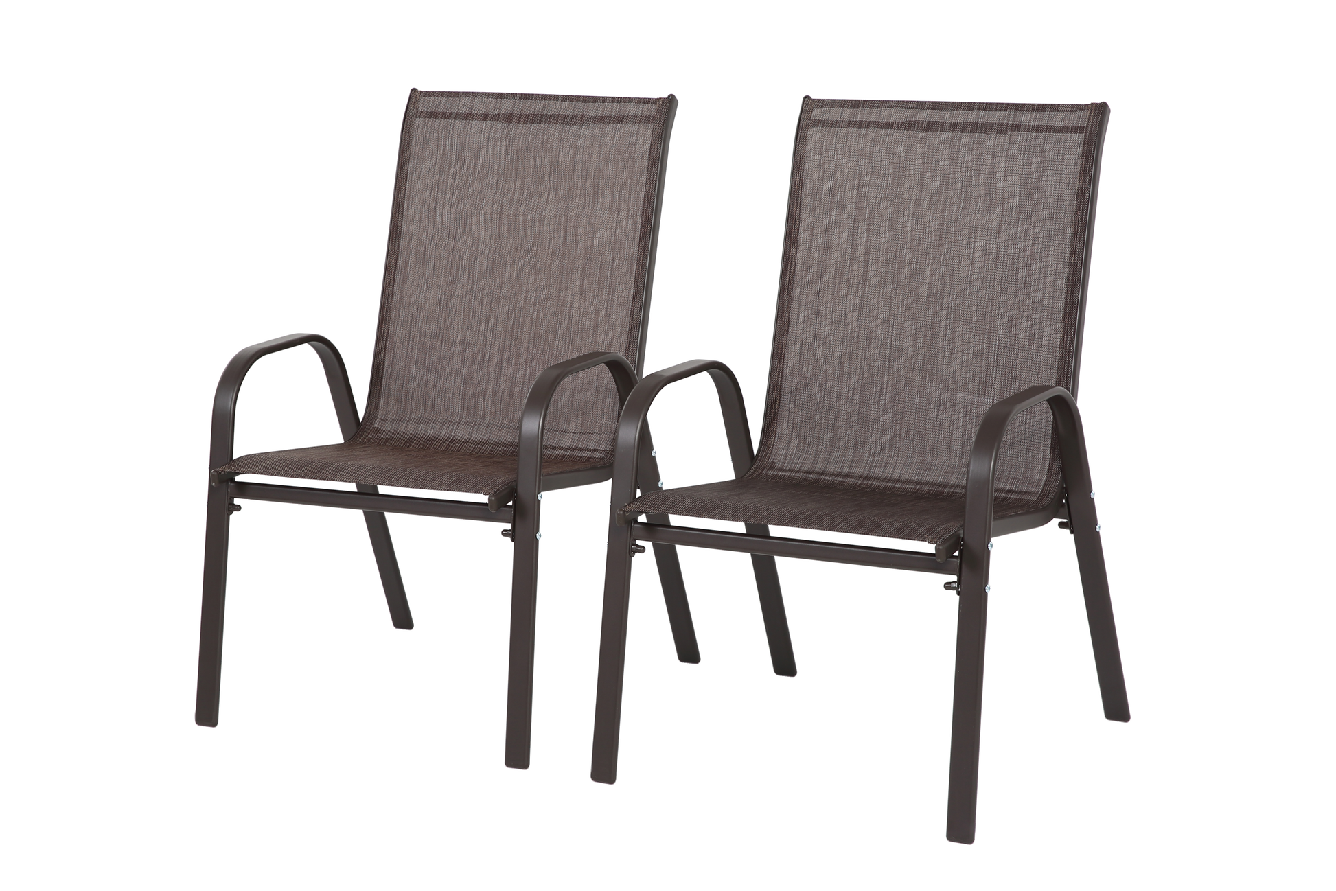 2 Piece Patio Chairs, Outdoor Camping Chairs Withtextilene Fabric, Set Of 2 Garden Chairs With Armrest High Backrest For Garden Patio Pool Beach Yard Space Saving Brown Brown Steel