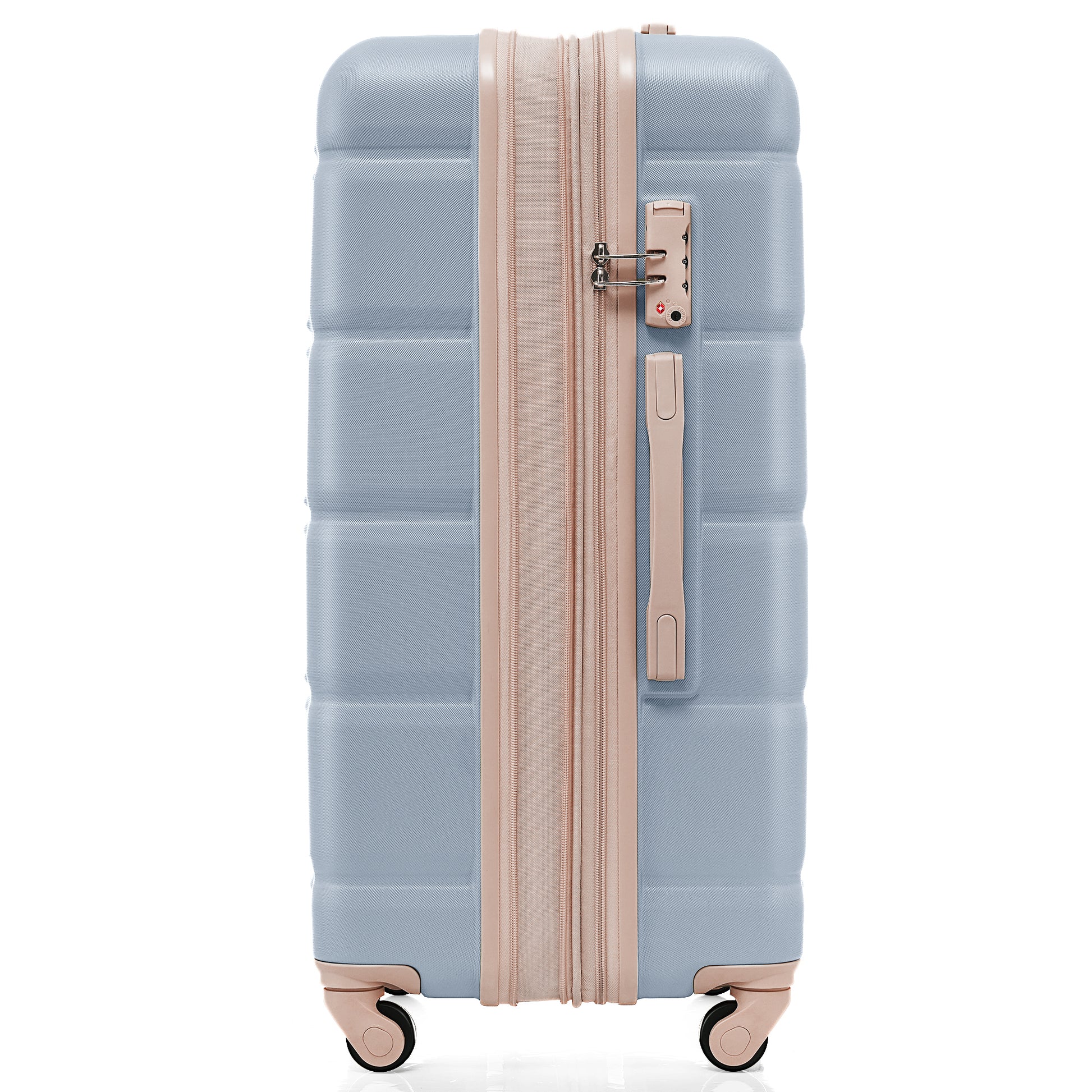 Luggage Set Of 3, 20 Inch With Usb Port, Airline Certified Carry On Luggage With Cup Holder, Abs Hard Shell Luggage With Spinner Wheels, Light Blue And Golden Light Blue Abs