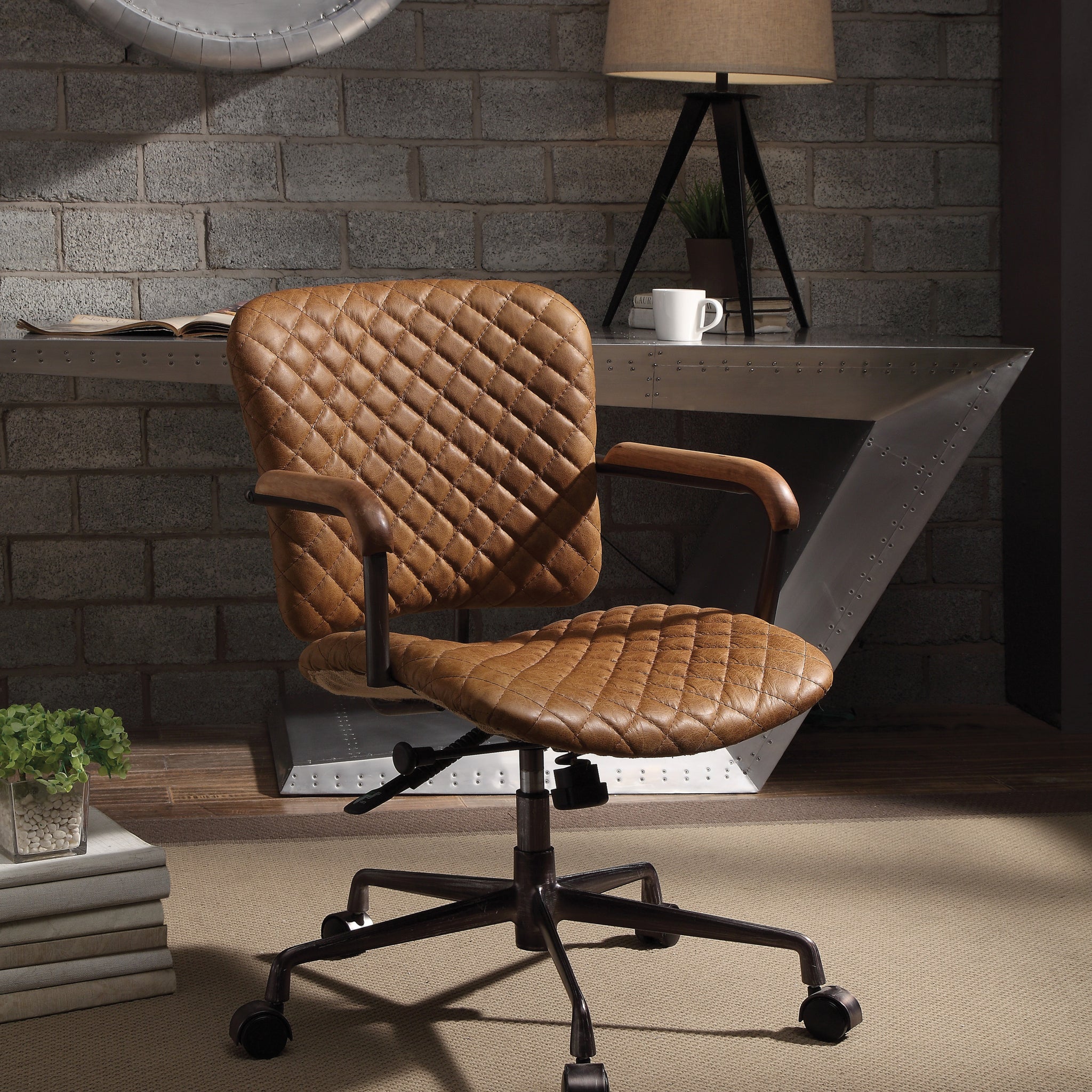 Coffee Swivel Office Chair Caster Solid Coffee Office Office Chairs Solid Back Swivel Genuine Leather