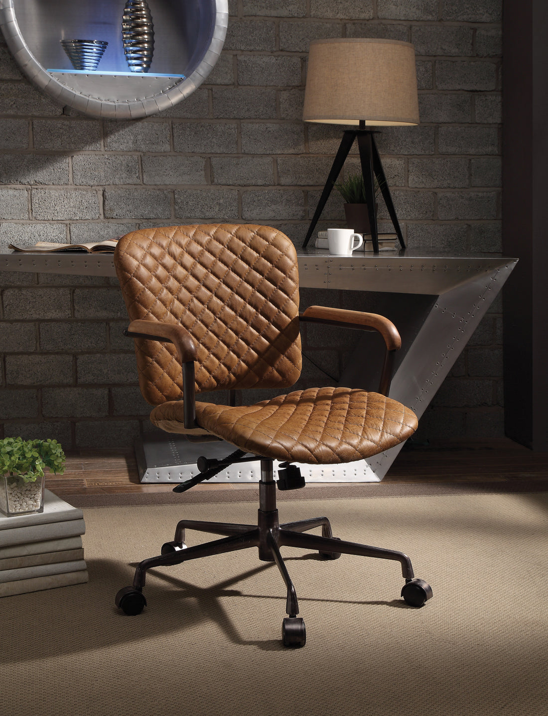 Coffee Swivel Office Chair Caster Solid Coffee Office Office Chairs Solid Back Swivel Genuine Leather