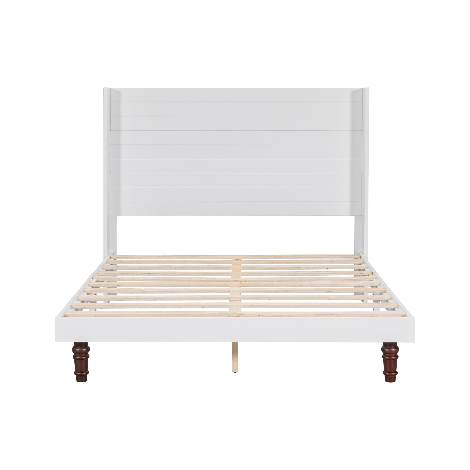 Stylish High Headboard Bed, 54 "High Headboard, High Quality, Comfortable High Back Design Ideal For Reading Or Relaxing, Queen Size, White Box Spring Not Required White Mdf