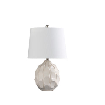 21.75" In Coastal Seaside Cream Taupe Trim Cascade Sop Ceramic Table Lamp Cream Taupe Metal Ceramic Tile