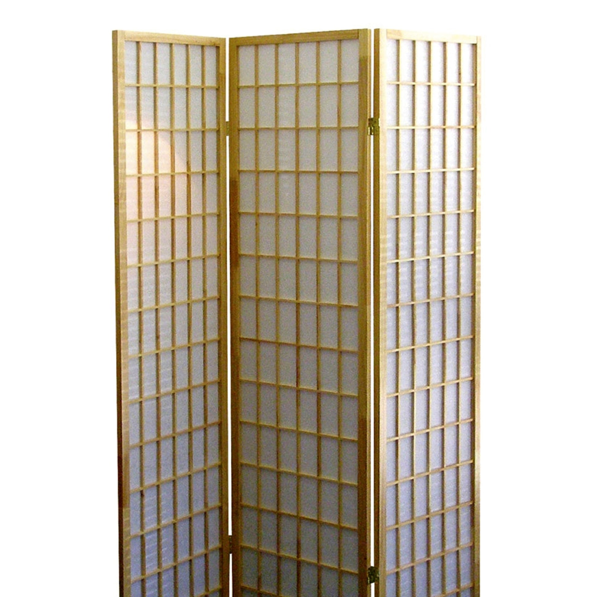 70" Tall 3 Panel Screen Room Divider, Japanese Style With Natural Wood Finish Multicolor Wood