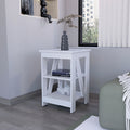 White Table With 2 Shelves White White Shelves Square Wood