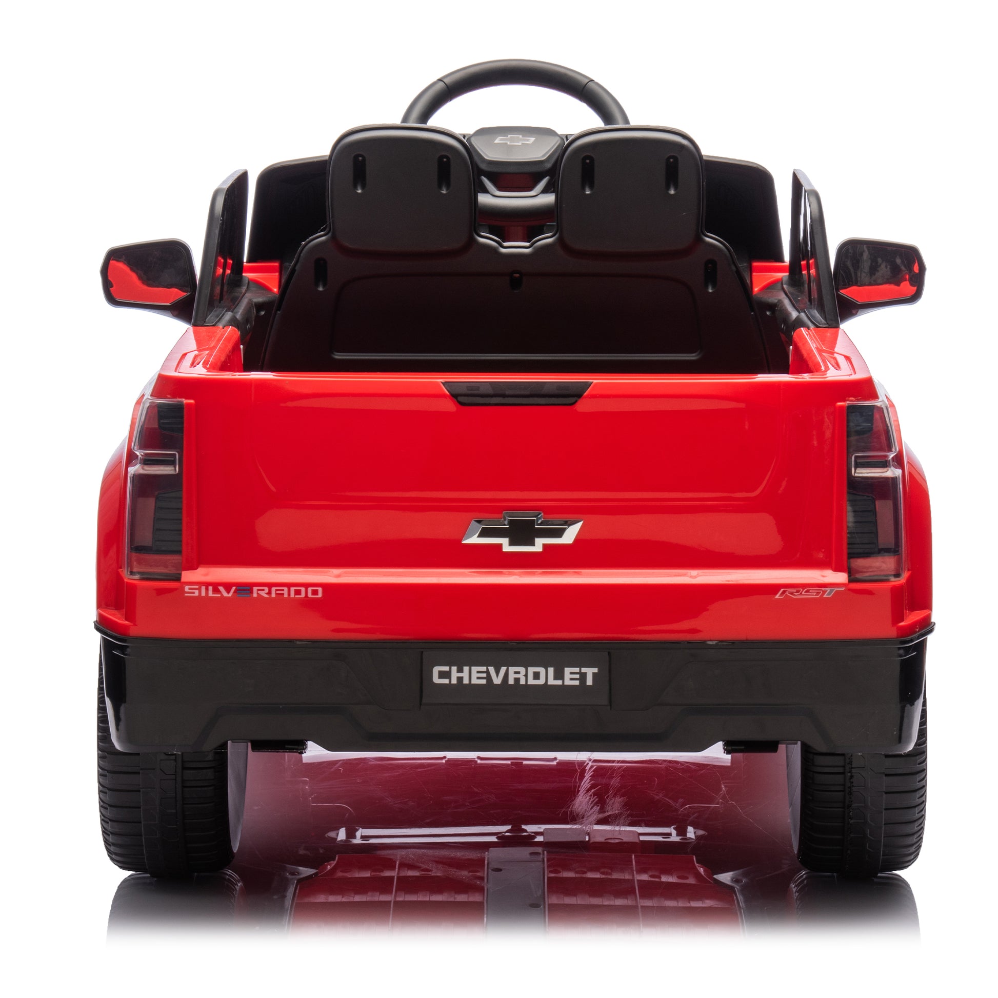 12V Kids Ride On Car W Parents Control,Licensed Chevrolet Silverado,Four Wheel Suspension,Led Lights,Bluetooth,Music,Usb,Mp3,Power Display,Speeds 1.86 3.11Mph For Kids Aged 2 5. Red 50 99 Lbs