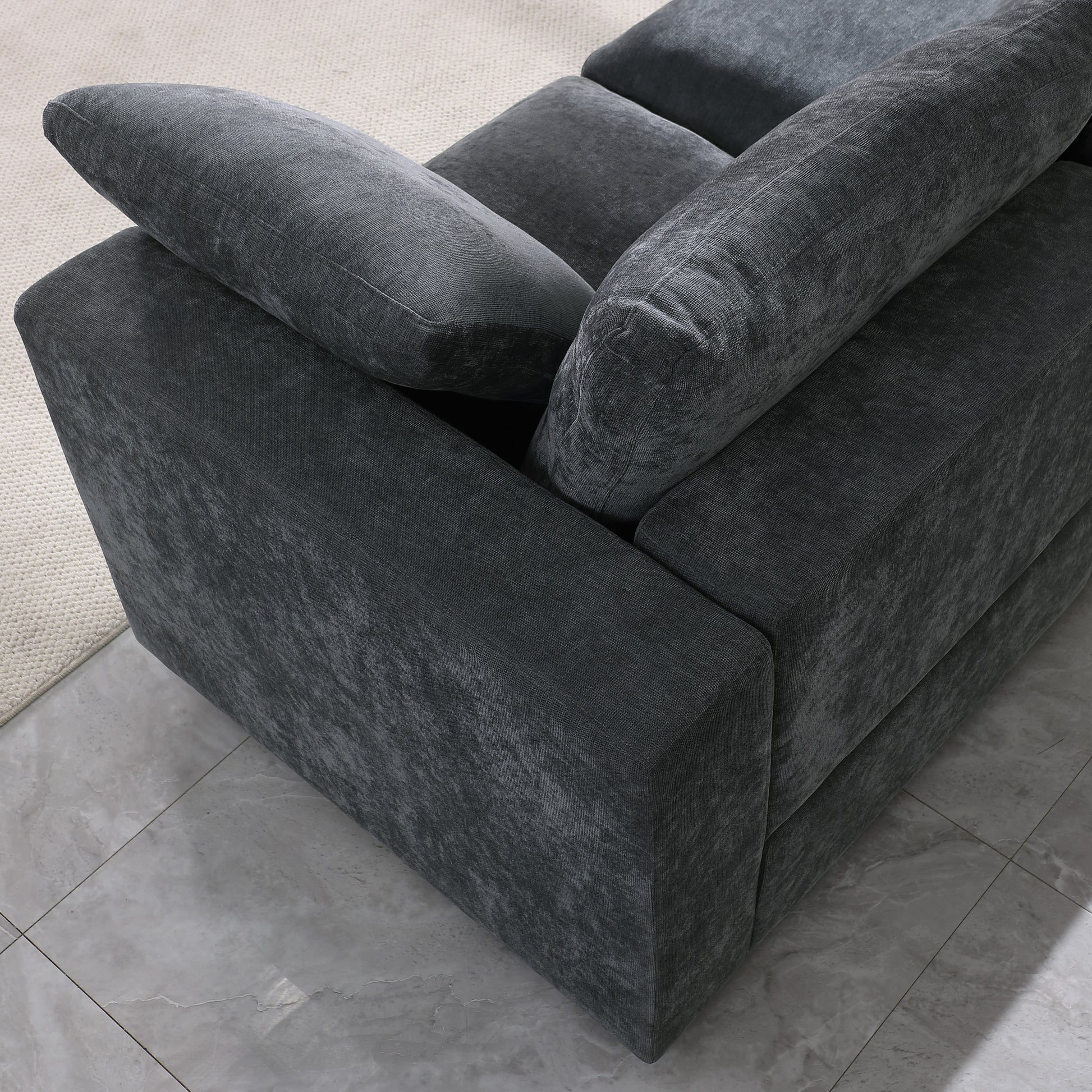 Corner Seat Module For Modular Sectional Sofa, Customizable Sectional Sofa Couch Accent Chair, Chenille Grey Grey Fabric 1 Seat