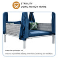 Outdoor Patio Sunbed With Curtains, High Comfort, Suitable For Multiple Scenarios Blue Woven Rope