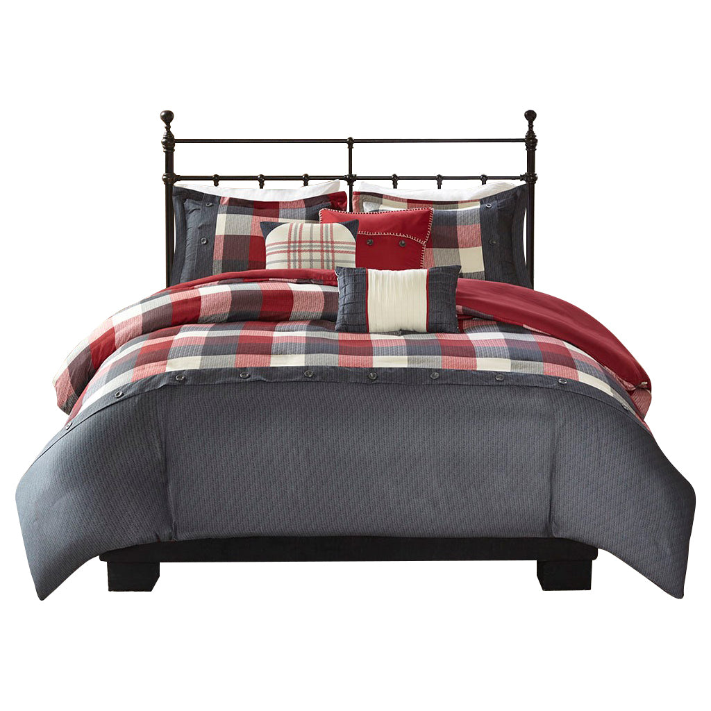 6 Piece Herringbone Duvet Cover Set Queen Multicolor Polyester