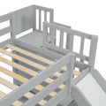 Twin Over Full Bunk Bed With Slide, Storage Staircase, Pine Solid Wooden Bunk Bed With Safety Guardrails ,Grey Grey Pine