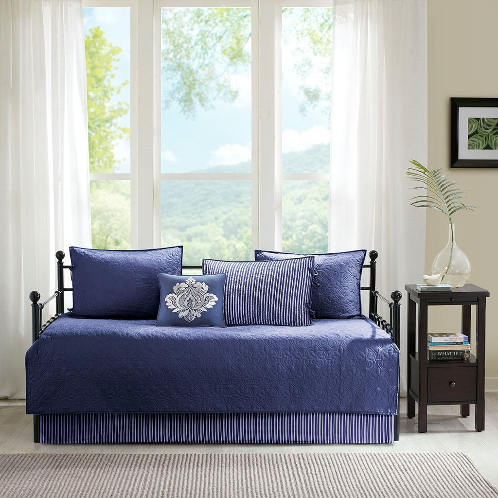 6 Piece Reversible Daybed Cover Set Navy Daybed Navy Cotton