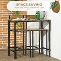 Homcom 3 Piece Bar Table And Chairs, Industrial Dining Table Set For 2, Counter Height Kitchen Table With Bar Stools, Breakfast Table Set For 2 For Small Space, Rustic Brown Rustic Brown Mdf