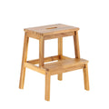 Acacia Wood Two Steps Stool Small Size Rectangle Acacia Wood Light Brown Primary Living Space American Design Acacia Wood