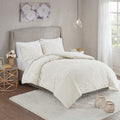3 Piece Tufted Cotton Chenille Floral Comforter Set Off White King Cal King King Off White Cotton