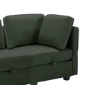 Convertible Sectional Sofa With Chaise, L Shaped Sofa Couch Modular Sectional Sofa With Storage Seats, Adjustable Arms And Backs Green Green Polyester 3 Seat