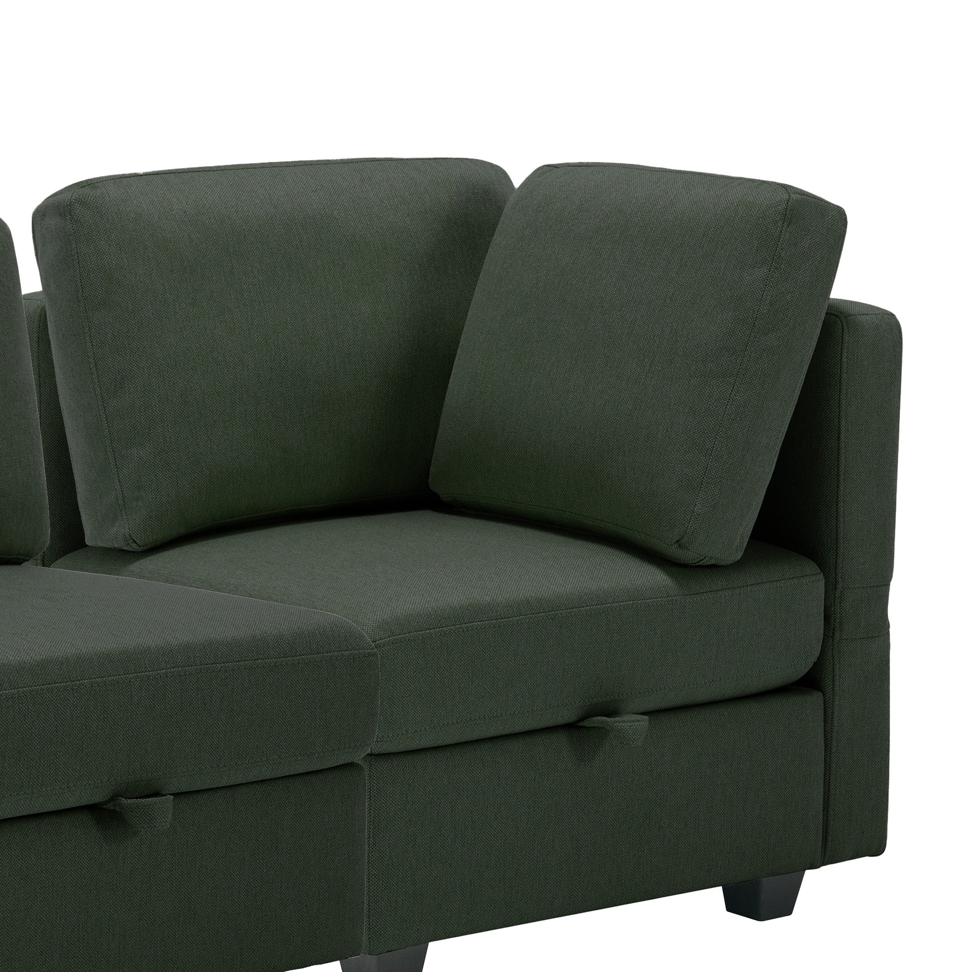 Modular Sectional Sofa U Shaped Sectional Couch With Ottoman, 7 Seat Modular Sofa With Chaise For Living Room, Adjustable Arms And Backs Green Green Polyester 4 Seat