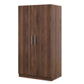 2 Door Wooden Wardrobe Armoire With 3 Storage Shelves, Brown Brown Solid Wood Mdf