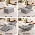 Sofa Bed,Chair Bed,Sleeper Couch,4 In 1 Multi Function Folding Ottoman Bed With Slide Storagepocket For Living Room,Bedroom,Hallway,Light Grey Light Gray Espresso Bedroom Mid Century Modern Oak Upholstered Fabric
