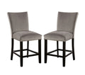 Attractive Set Of 2Pc Counter Height Chairs Dining Room Furniture Gray Flannelette Seat Trim Kitchen Breakfast Black,Light Gray Dining Room Modern,Transitional Dining Chairs Rubberwood Solid Back