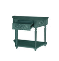 1 Drawer End Table,Side Table,Elegant Carved 1 Drawer End Table For Living Room Bed Room Study Entryway Dark Green American Design Mdf