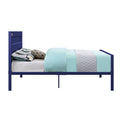 Blue Full Platform Bed Box Spring Not Required Full Blue Iron Bedroom Contemporary Slat Beds Metal