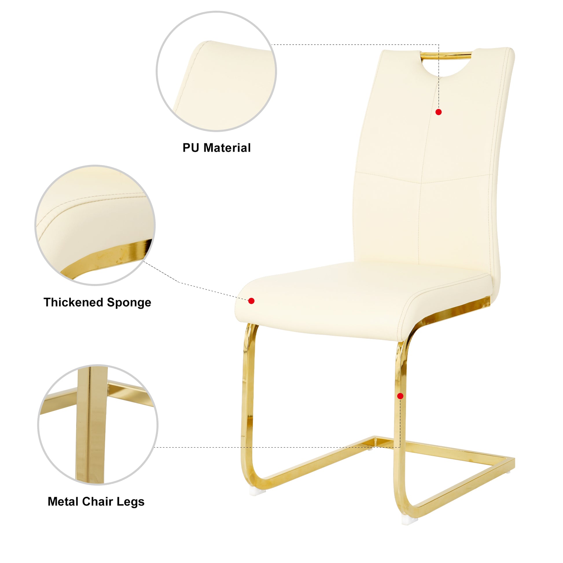 Modern Style Glass Dining Table With Elegant Transparent Design, Solid Support Base, Pale Yellow Dining Chair Set With Gold Plated Legs, Suitable For Restaurant Kitchens Set Of 7 Yellow Glass