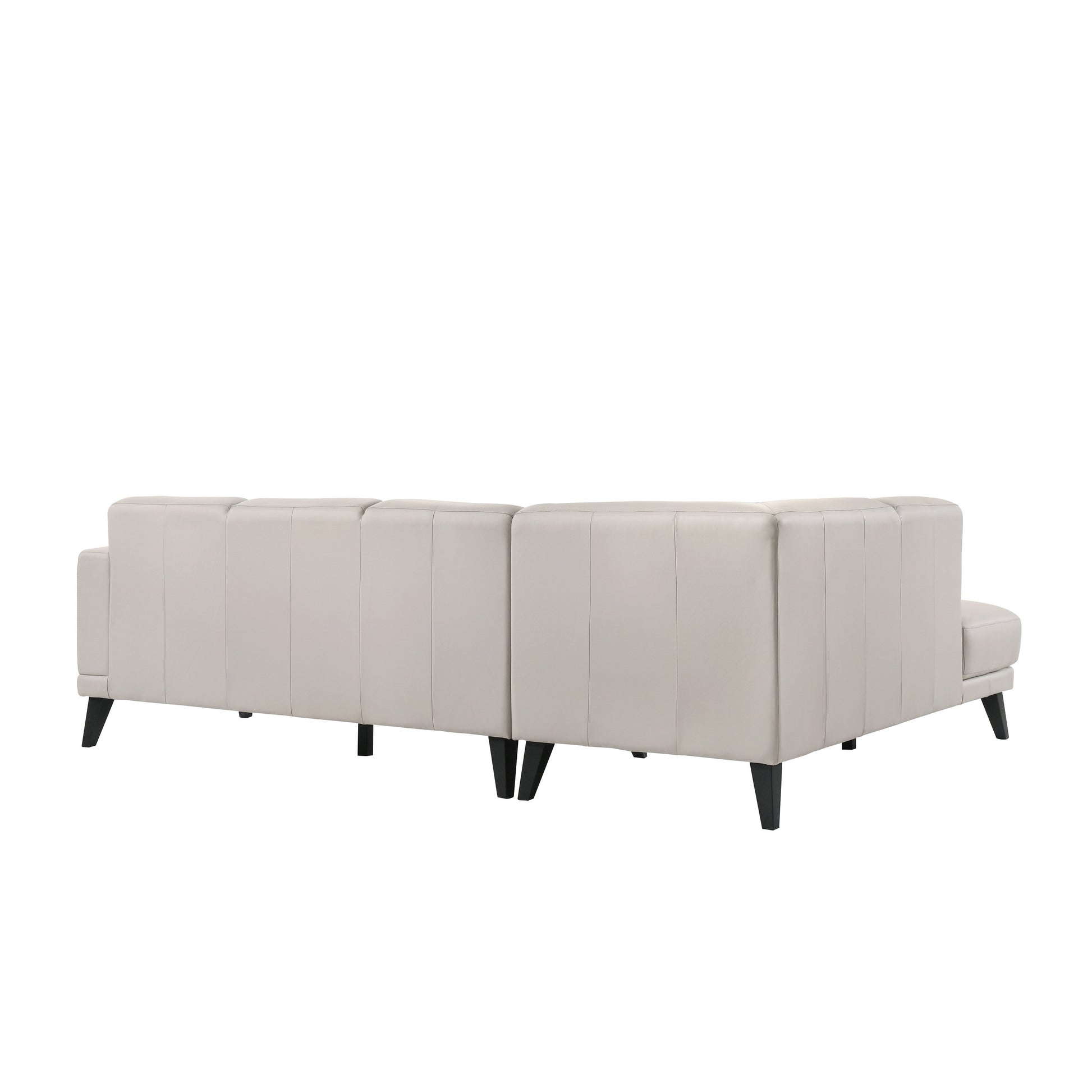 Fin 71 Inch Right Arm Facing Sofa, Mist Gray, Genuine Italian Leather Gray Wood 5 Seat