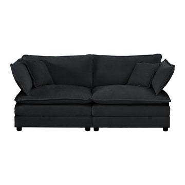 Armless Deep Seat 2 Seater Chenille Fabric Sofa To Combine With Alternative Arms And Single Armless Sofablack Chenille Black Chenille 2 Seat