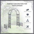 Outsunny 6.7' Steel Garden Arch Arbor With Scrollwork Hearts, Planter Boxes For Climbing Vines, Ceremony, Weddings, Party, Backyard, Lawn, Dark Gray Gray Steel