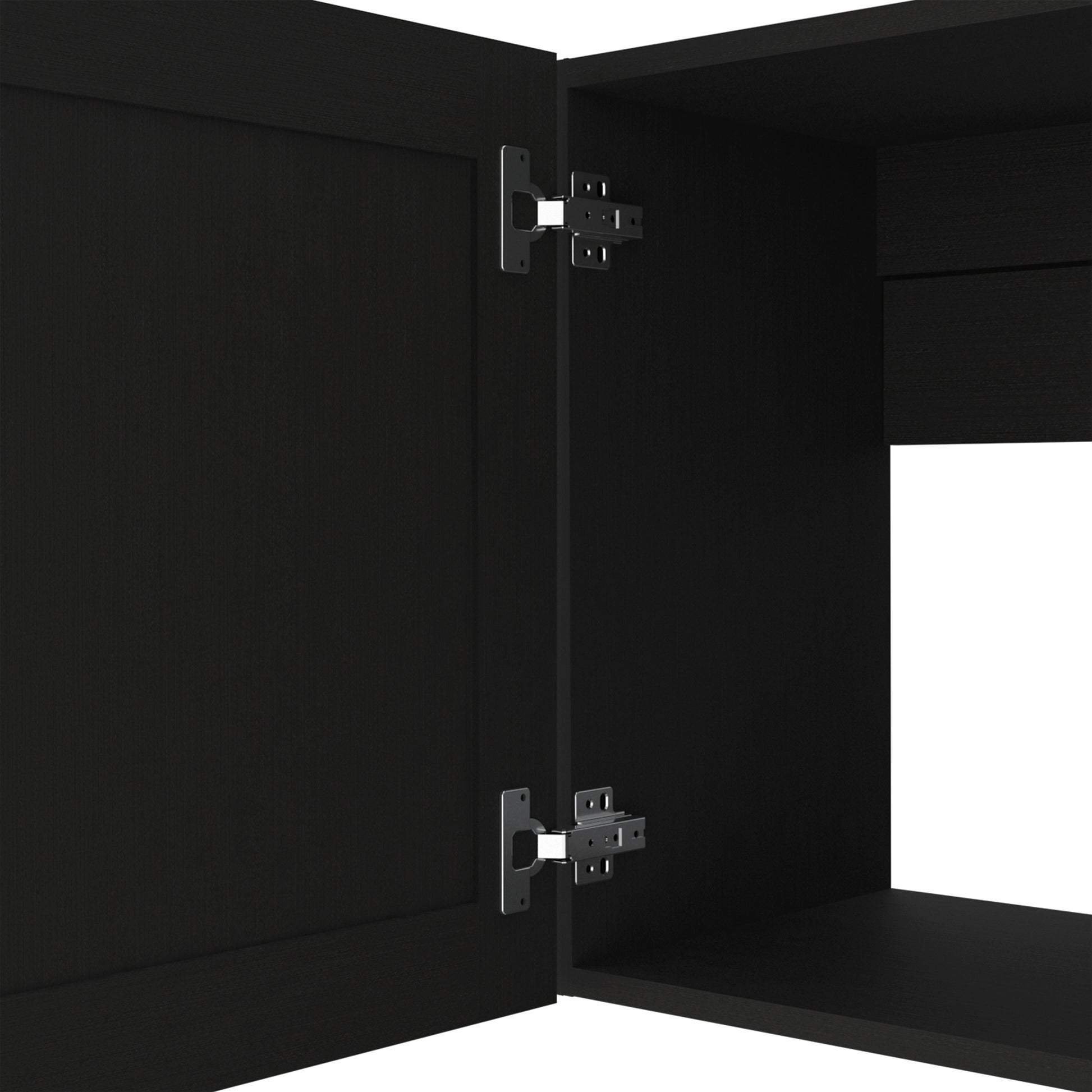 Zurich Cabinet Set, Two Shelves Black Black Particle Board