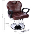 Hair Stylist All Purpose Barber Chair For Barbershop Salon Chair,Heavy Duty Hydraulic Barber Chair Spa Furniture Shampoo Reclining Extra Wider Seat Beauty Hair Salon Equipment ,Brown Brown Pu