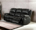 Zuriel Motion Sofa, Black Synthetic Leather Lv52285 Black Upholstered 3 Seat