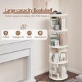 360 Rotating Bookshelf, Small Corner Bookcase With Small Footprint, 4 Tier Floor Standing Bookcasefor Kids&Adults, Narrow Book Shelf Organizer For Bedroom, Living Room, Round, White Cream White Bedroom American Design,Classic Polypropylene Abs,Pet