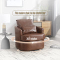 Coolmore Swivel Barrel Chair, Comfy Round Accent Sofa Chair For Living Room, 360 Degree Swivel Barrel Club Chair, Leisure Arm Chair For Nursery, Hotel, Bedroom, Office, Lounge Brown Pu Brown Pu