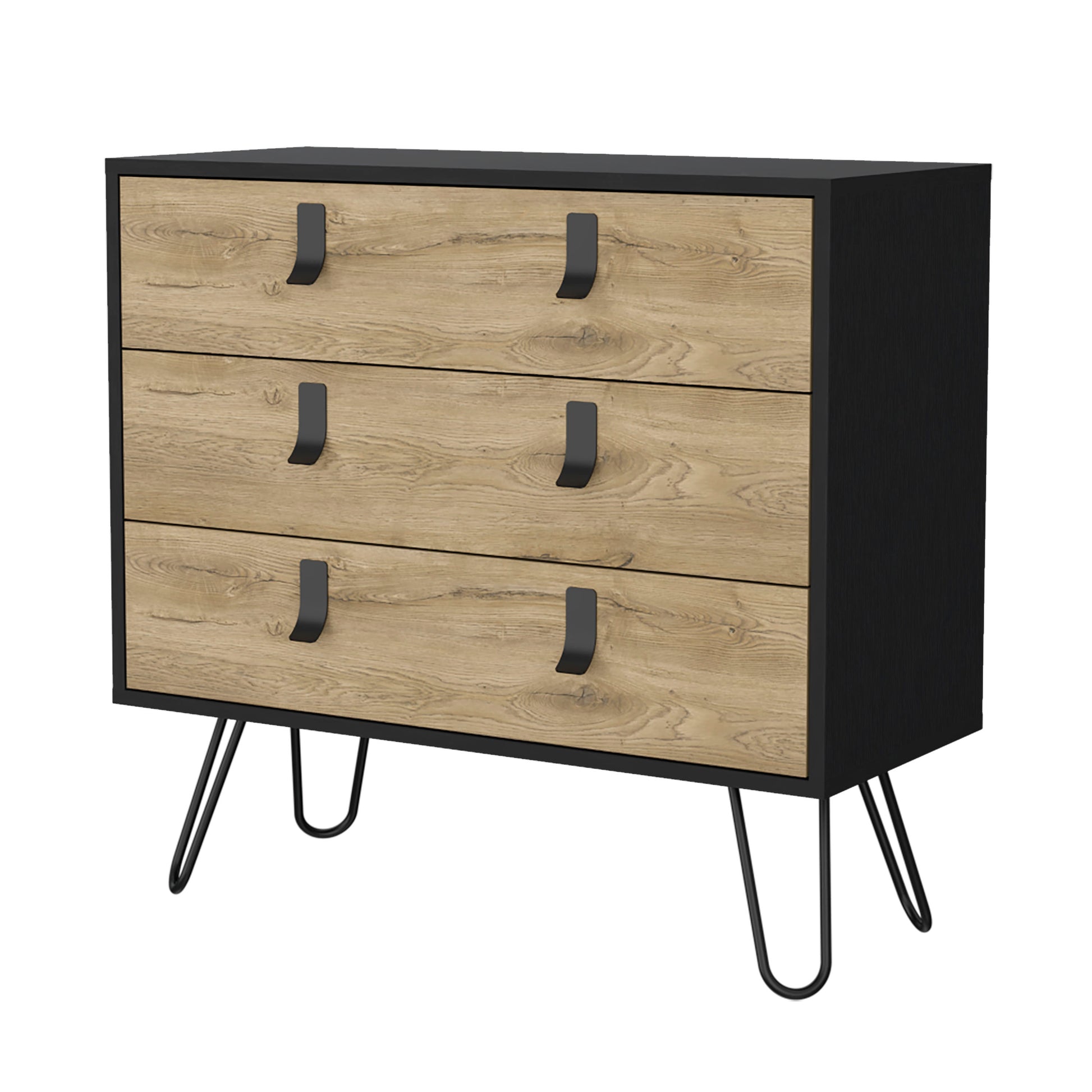 Kimball Hairpin Legs Dresser With 3 Drawers And Modern Design Multicolor Particle Board Engineered Wood