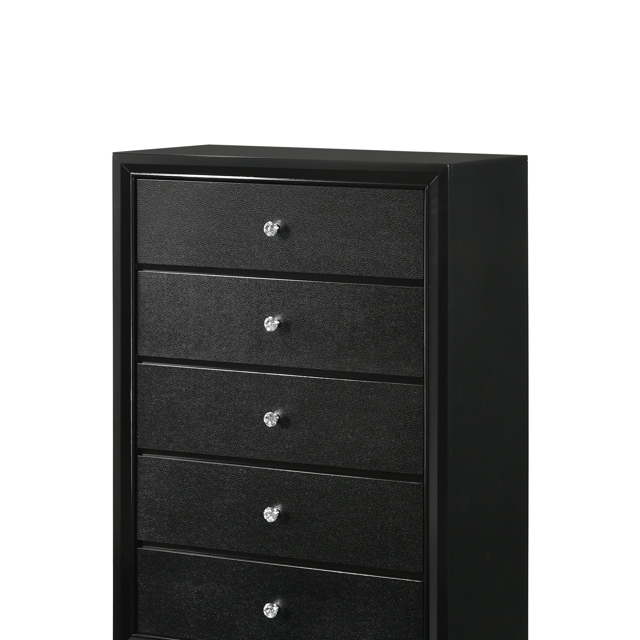 1Pc Modern Glam Style Black Finish Glam Five Drawer Chest Pattern Wooden Bedroom Furniture Black Bedroom Modern Solid Wood