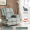 Manual Recliner Chair With Rocker And Swivel In Fabric For Living Room, Green Green Polyester Manual Handle Metal Primary Living Space Medium Firm Cushion Back Heavy Duty American Design Pine Pillow Top Arms Fiber Foam And Polyester Fiber Pad Fabric