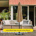 9Ft Outdoor Patio Umbrella With 8 Ribs, Table Umbrellas With Push Button Tilt Crank, Uv Protection Waterproof For Garden Deck Backyard Pool, Khaki Khaki Stainless Steel