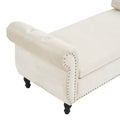 Velvet Multifunctional Storage Rectangular Ottoman Bench With 1 Pillow, Beige Beige Polyester Wood Solid Beige Pine Flip Top Polyester With Storage Velvet