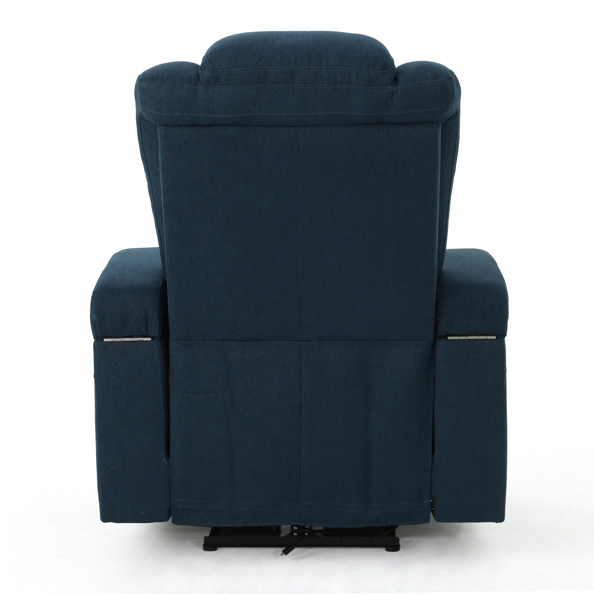 33" Wide Power Standard Recliner Chair With Arm Storage With Usb Navy Blue Fabric