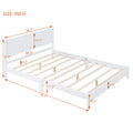 Full Size Wood Platform Bed Frame, Retro Style Bed With Rectangular Headboard,No Need Box Spring,White Full White Wood