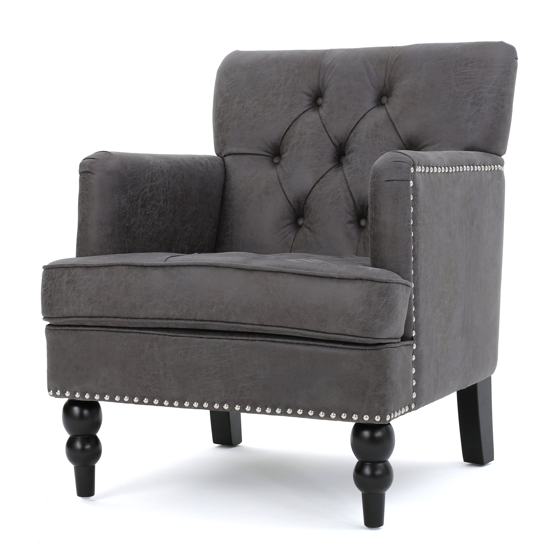 Harrison Tufted Club Chair Slate Microfiber 1 Seat