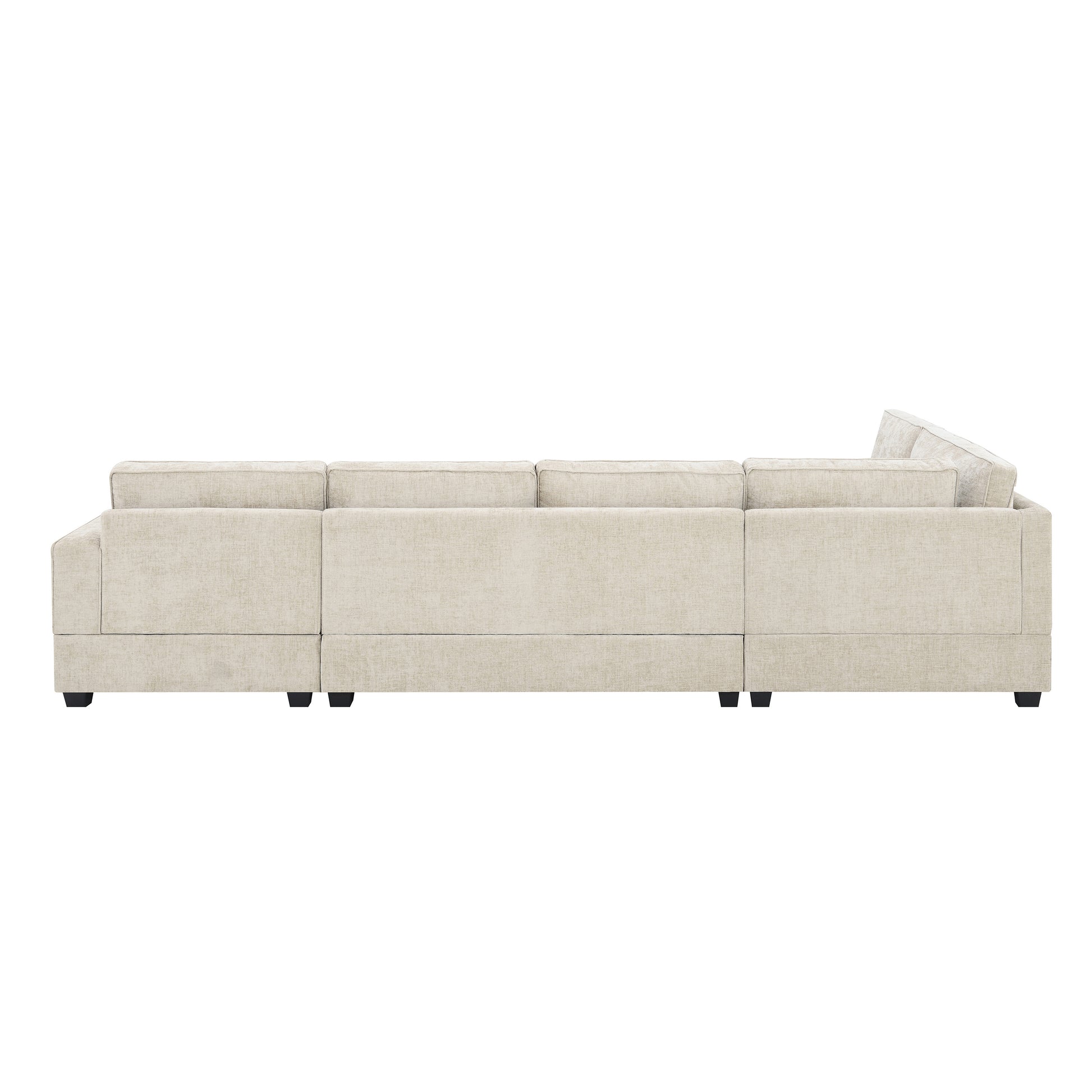 119*67" U Shaped Sectional Sofa,6 Seat Chenille Couch Set With Oversized Chaise Lounge,Irregular Corner,Deep Seat Comfy Sofa With Cup Holders For Living Room,Apartment,2 Colors Beige Chenille 6 Seat