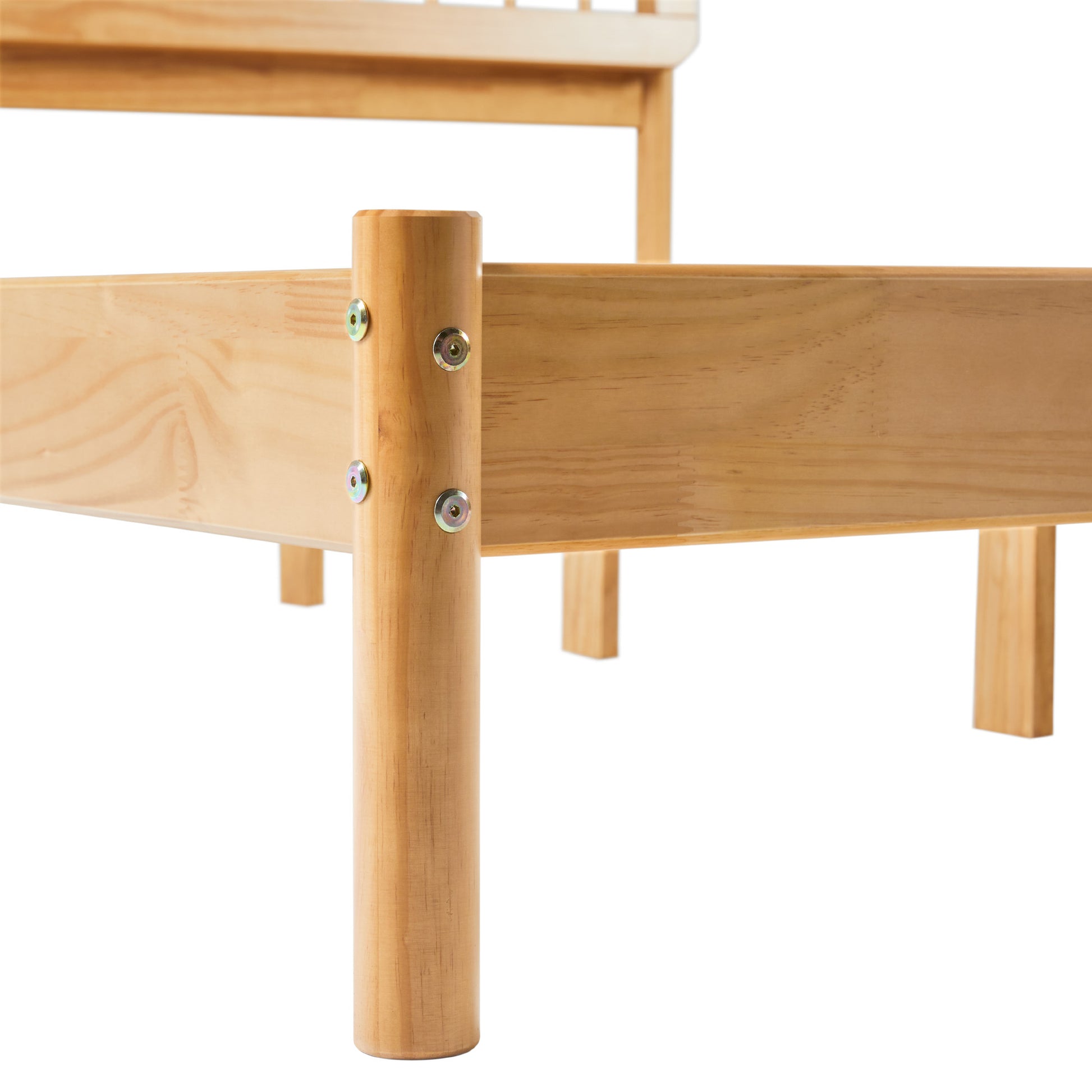 Mid Century Modern Solid Wood Queen Spindle Bed Natural Pine Queen Natural Wood Pine Pine