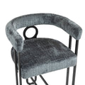 Coolmore Bar Stools Set Of 2, Modern Bar Stool With Back, Black Metal Frames, Upholstered Bar Stools For Kitchen Island, Pub, Club Gray Chenille Gray Foam Chenille