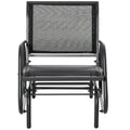 Outsunny Porch Glider, Metal Frame Swing Glider Chair Withmesh Fabric, Curved Armrests And Steel Frame For Garden, Poolside, Backyard, Balcony, Black Black Fabric Metal